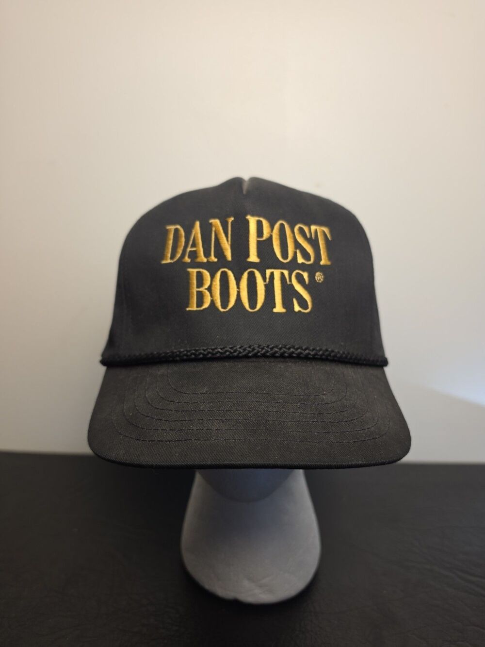 Dan Post Boots Black Gold Embroidered Snapback Rope Hat Cap Western Wear USA